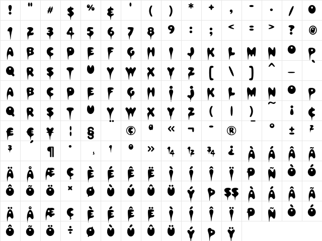 Hapshash Regular  glyph index