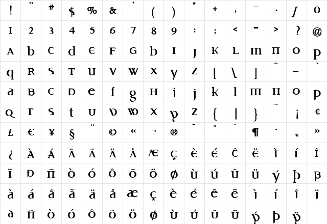Idiosynoptium Regular  glyph index