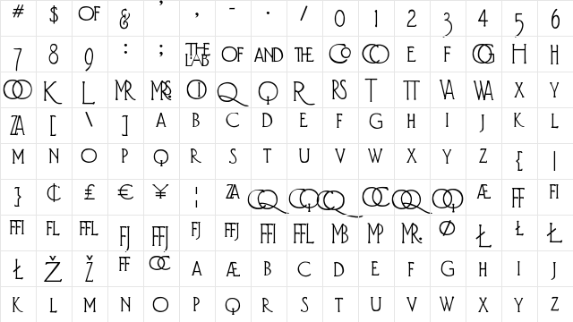 Diehl Deco - Alts Regular  glyph index