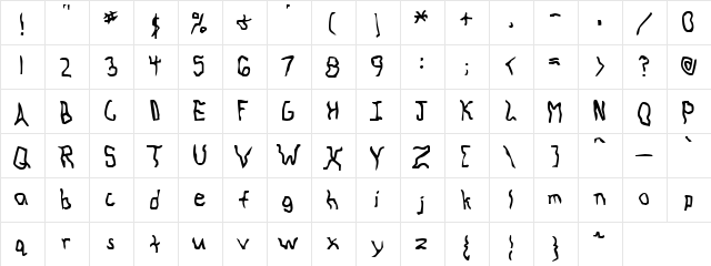 Knocked Around Regular  glyph index