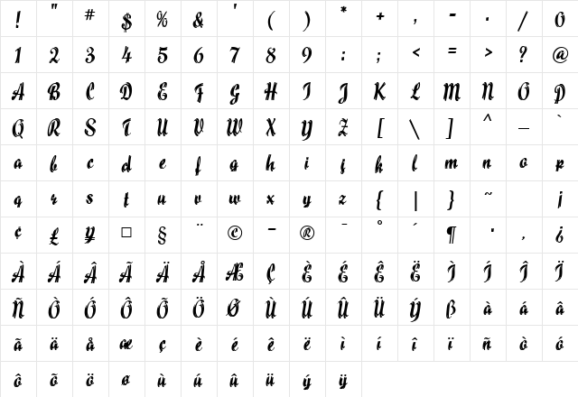 Maize MF Regular  glyph index