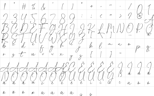 Brisely Regular  glyph index
