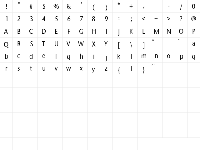 Four Sticks 5 Regular  glyph index