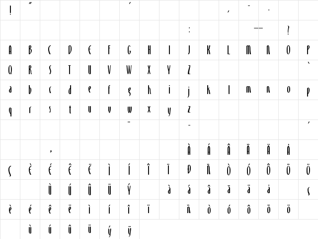 Monika Bold  glyph index