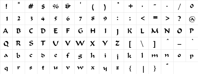 Kufner Regular  glyph index