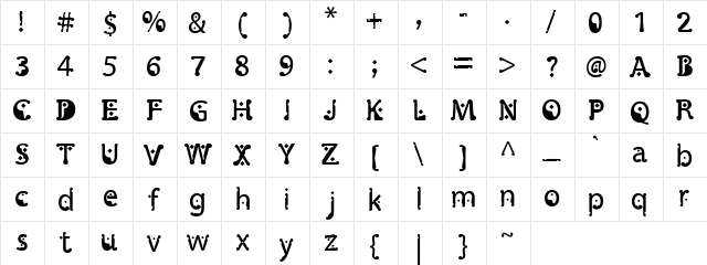 Monggo Pinarak Regular  glyph index