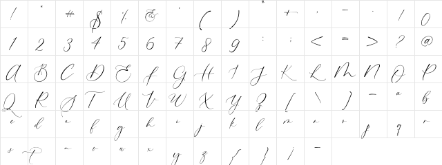 Baliland Regular  glyph index