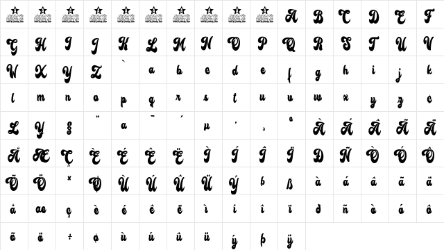 Lost Sunset Personal Use Regular  glyph index
