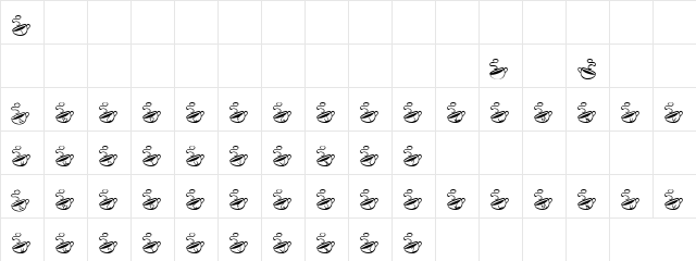 Hot Buttered Regular  glyph index