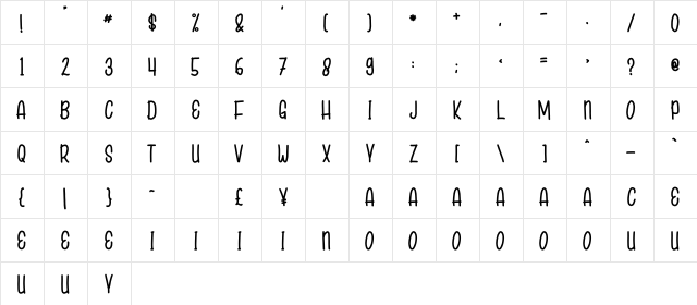 SUMMER KIDOZA Regular  glyph index