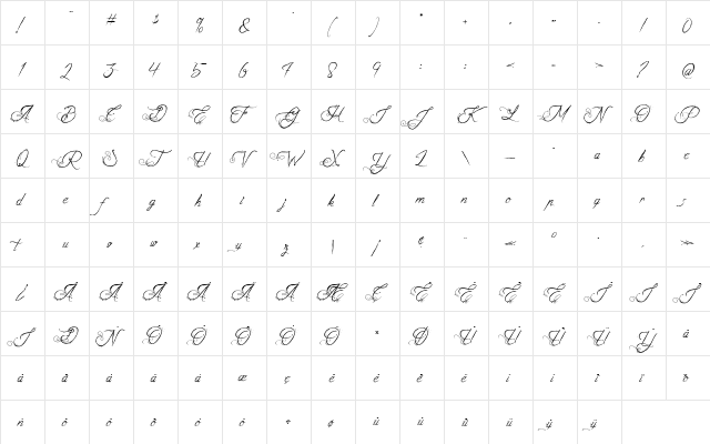 The Fabulous Orchestra Regular  glyph index