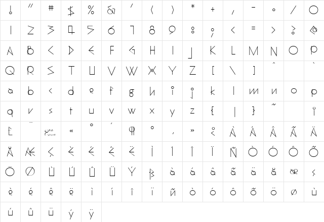 CompassOne Regular  glyph index