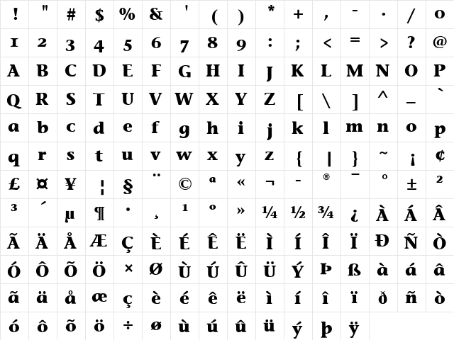 StoneInfOSITC Bold  glyph index