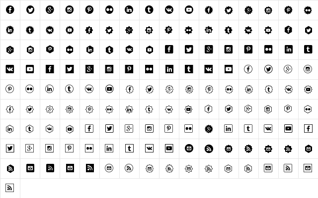 Social Shapes Regular  glyph index