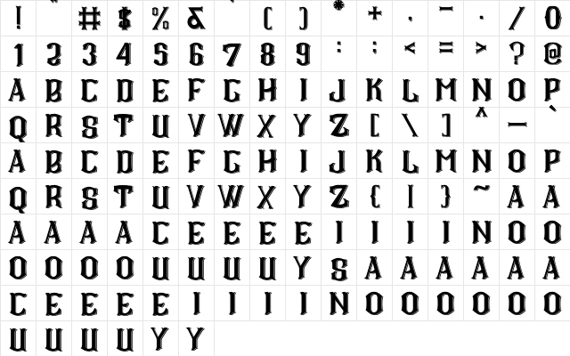 CS Roger Double Regular  glyph index