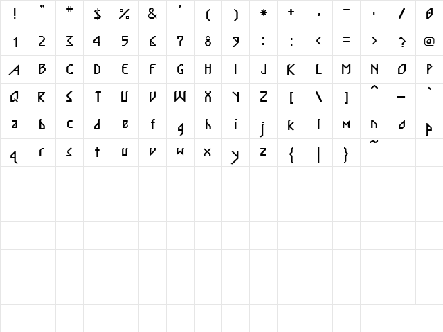 Descent 5 Regular  glyph index