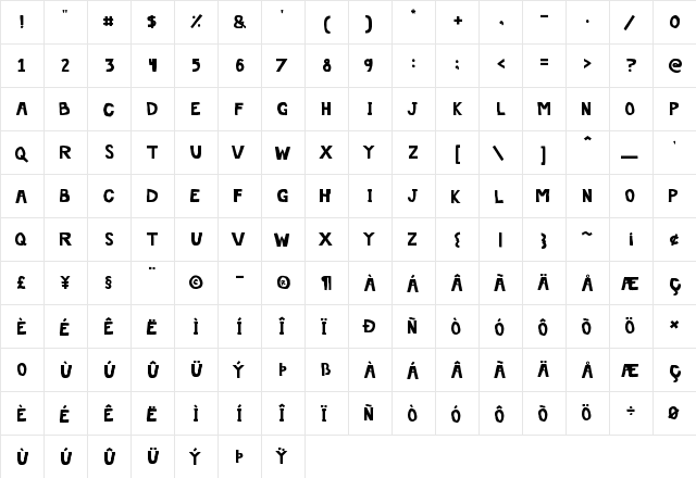 Off The Drugs Regular  glyph index