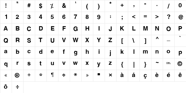 Hacen Casablanca Regular  glyph index