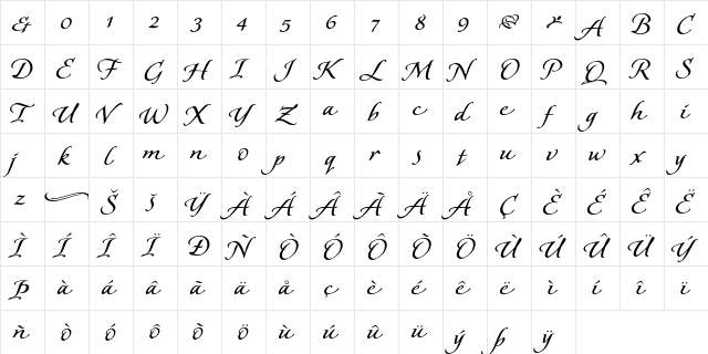 Florens LP Alternates  glyph index