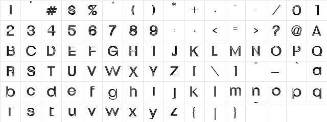 Daubler Regular  glyph index
