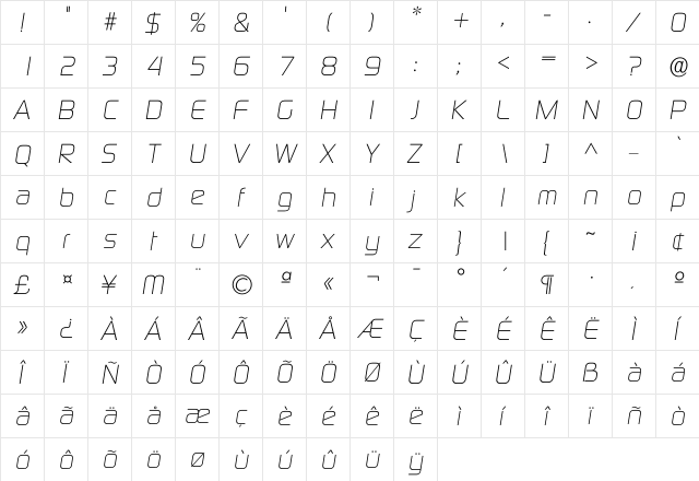 Idigital Light  glyph index