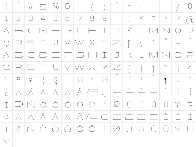 MADE Future X HEADER Line  glyph index