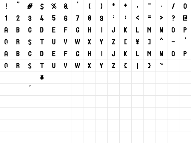 PTF NORDIC Std Normal  glyph index