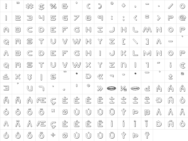 Planet N Compact 3D Regular  glyph index