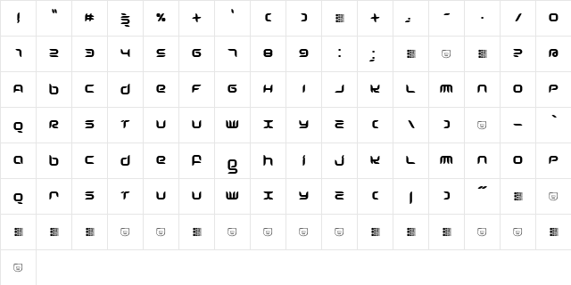 Freshbot Regular  glyph index