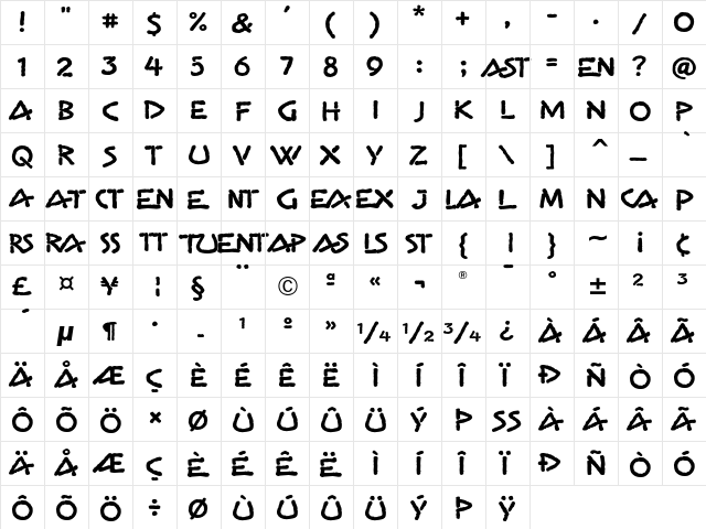 Gema ITC Regular  glyph index