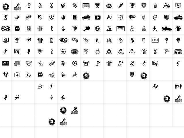 Soccer Icons Regular  glyph index