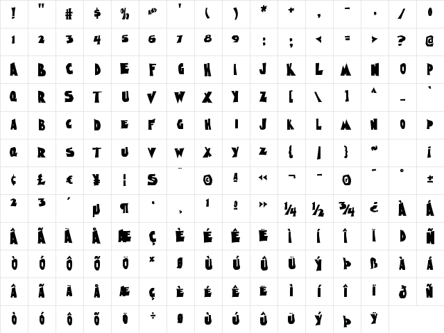 Nightmare AOE Regular  glyph index