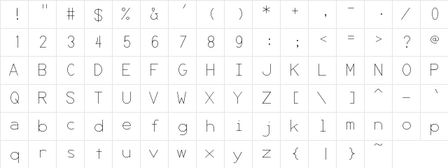 New Regular  glyph index