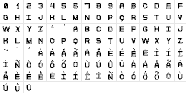 Moderna Disco St Regular  glyph index