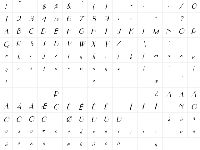 Coke 17 Regular  glyph index