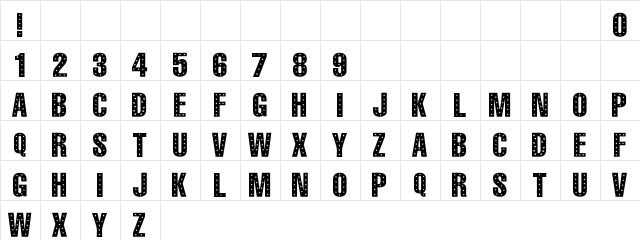 101! StaR StuDDeD Regular  glyph index