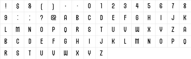 Broadcaster Regular  glyph index