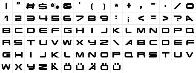 Terminator Real NFI Regular  glyph index
