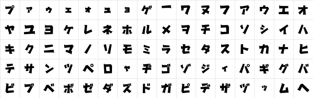 Gachapon katakana  glyph index