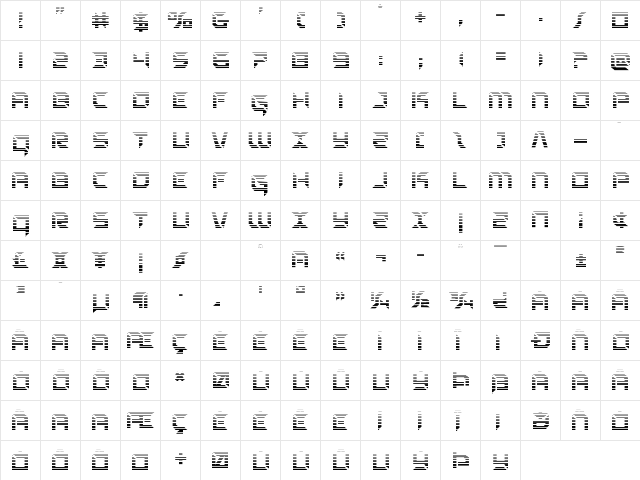 Zero Prime Gradient Regular  glyph index