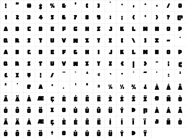 Jedi Special Forces Condensed Condensed  glyph index