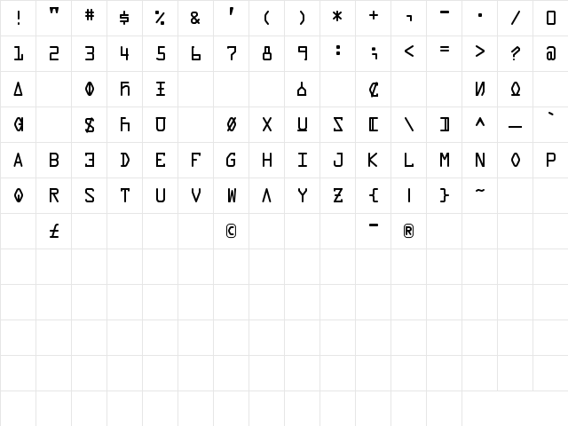 Data Control Unifon Unifon  glyph index