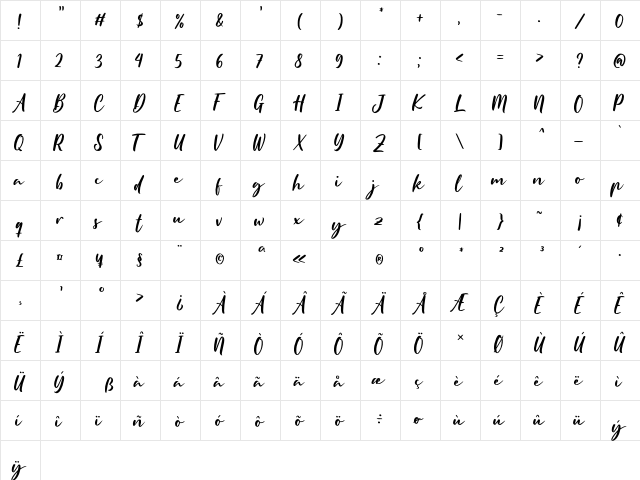 Hoffermond Regular  glyph index
