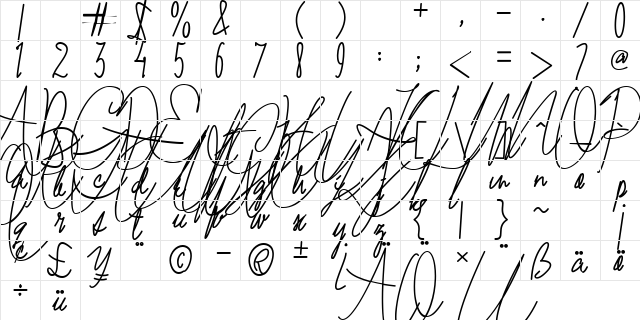 Mae Nitta Personal Use Regular  glyph index