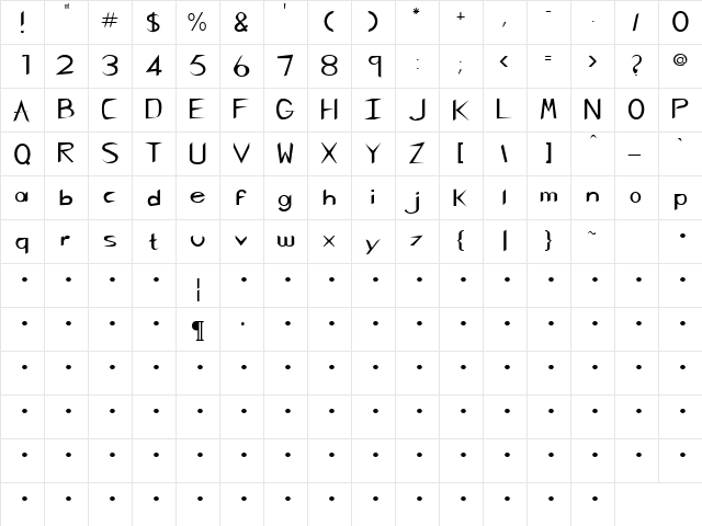 QTKung-Fu Regular  glyph index