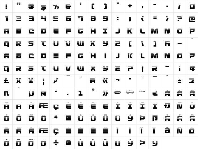 Defcon Zero Halftone Regular  glyph index