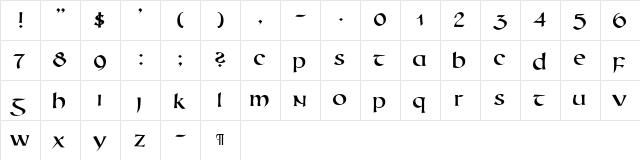 CallifontsC31PostScript Regular  glyph index
