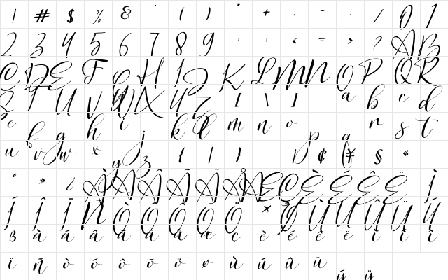 Jartifisa Regular  glyph index