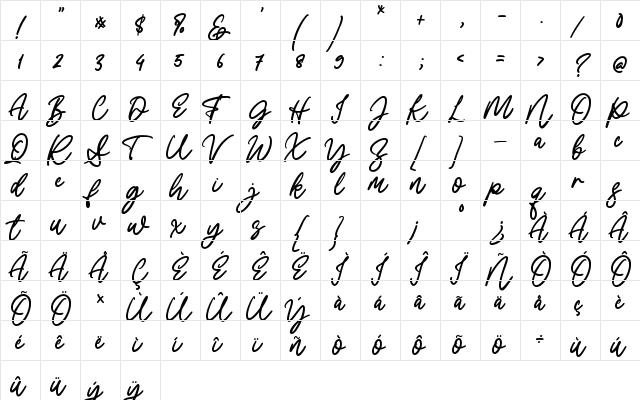 Shymptany Regular  glyph index