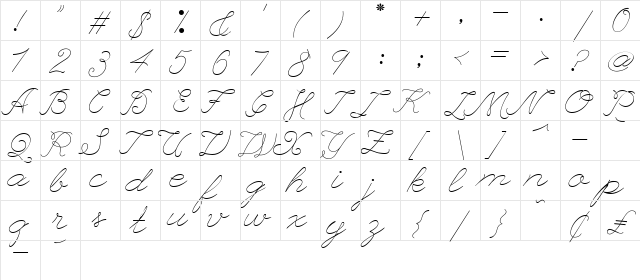 League Script Thin League Script  glyph index